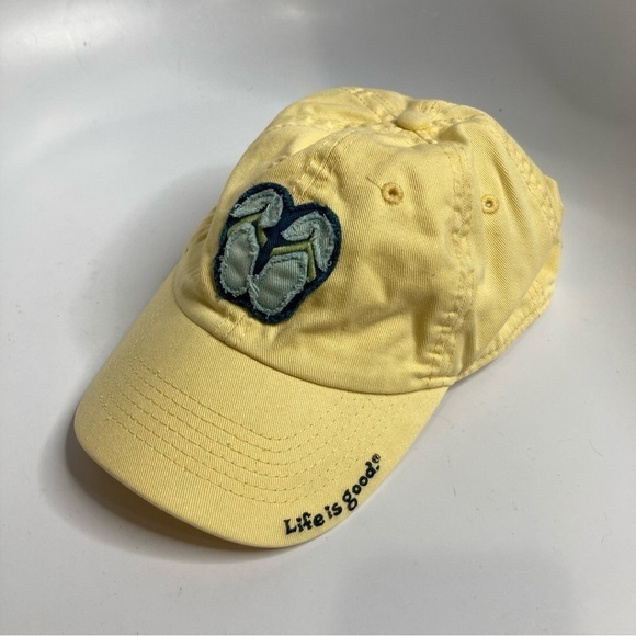 Life is Good yellow hat flip flops one size - Picture 1 of 5
